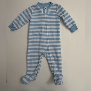 Absorba fleece Blue and White Striped Footie